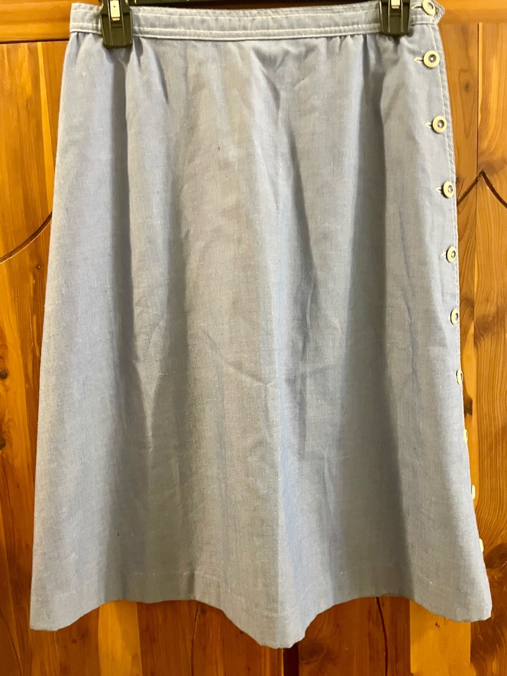Vintage Chambray Side Button A-Line Skirt - Picture 2 of 9